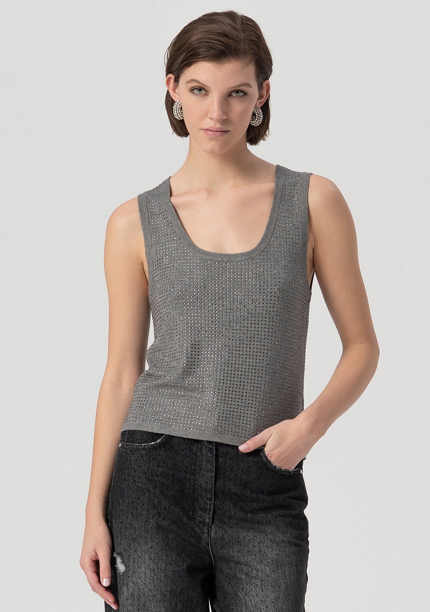 TANK TOP WITH STRASSES - FRACOMINA