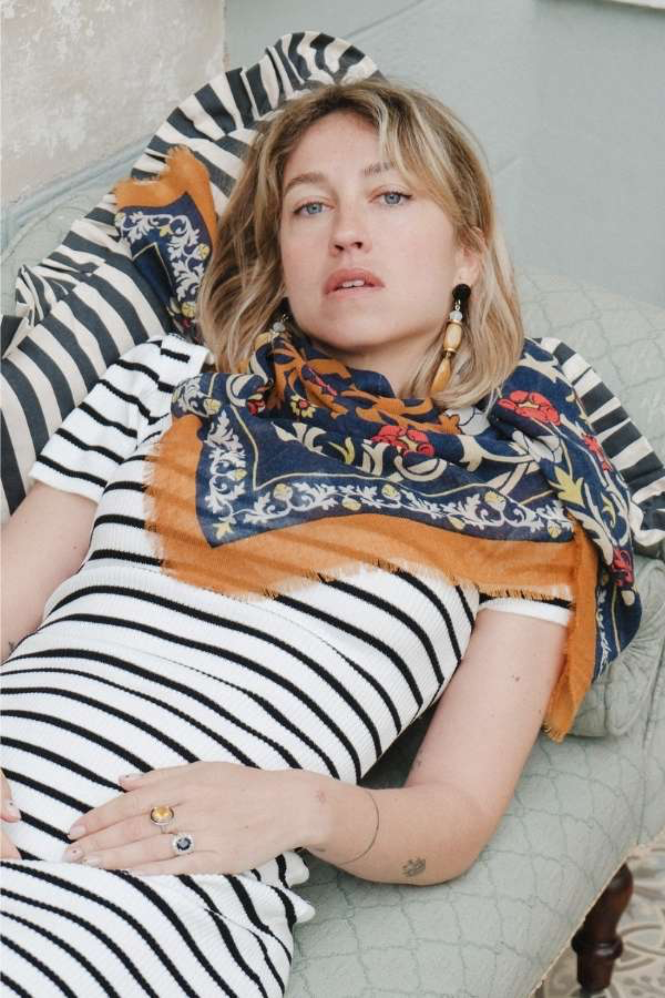 FOULARD MARIE ANTOINETTE NAVY - MAISON LECOMTE FLAMENT
