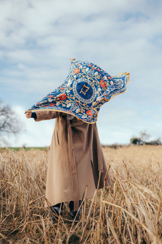 FOULARD SOIE MARIE ANTOINETTE NAVY - MAISON LECOMTE FLAMENT