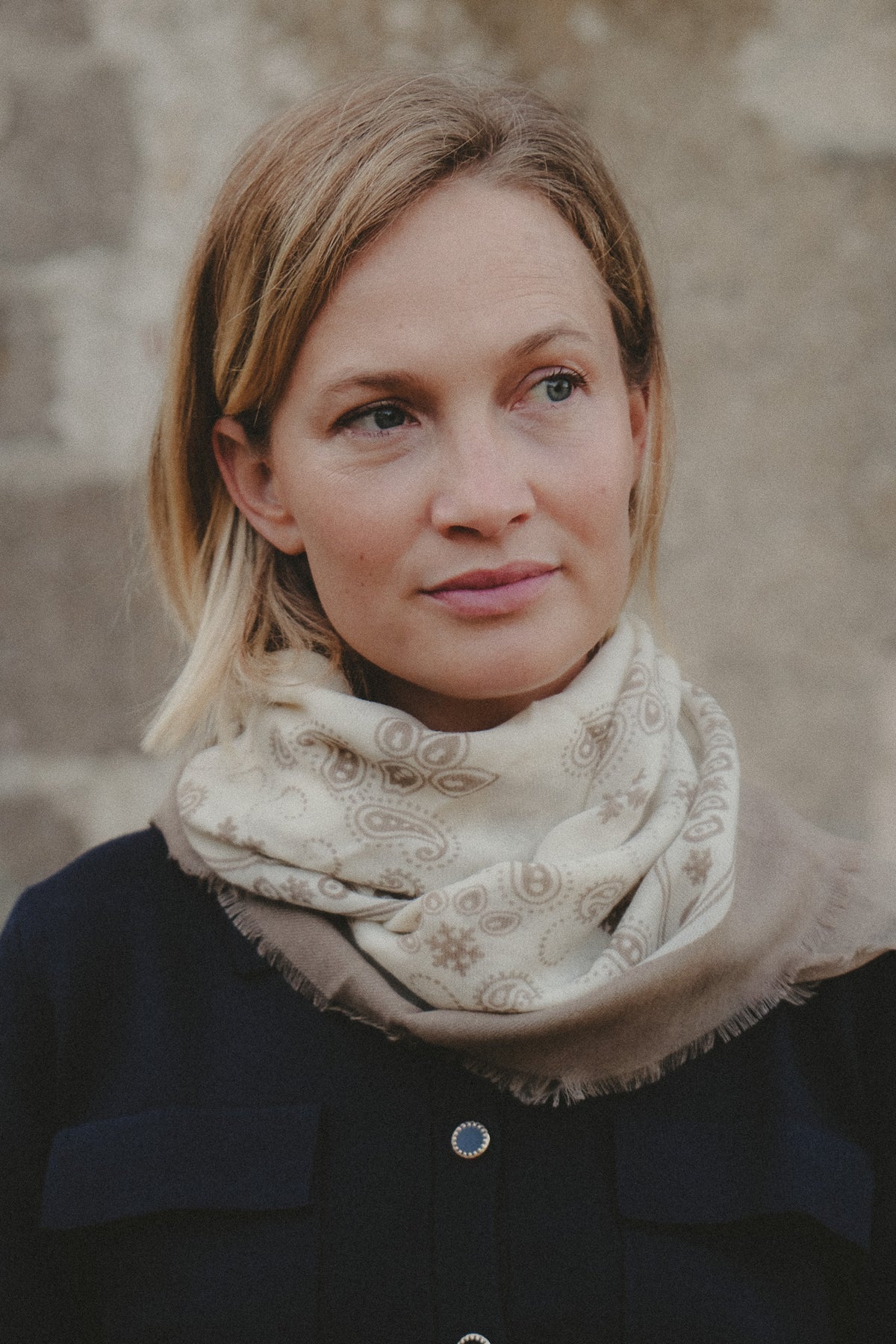 FOULARD FLOCON TAUPE - MAISON LECOMTE FLAMENT