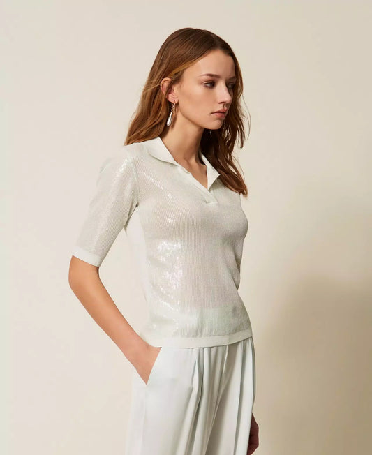 PULL POLO AVEC SEQUINS - TWINSET