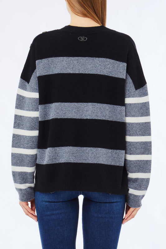 STRIPED SOFT MIXED SWEATER - LIU JO