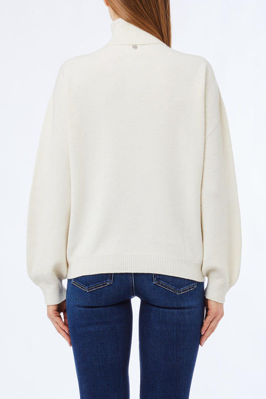 GARMENT DYE PAILLETTES SWEATER COL - LIU JO