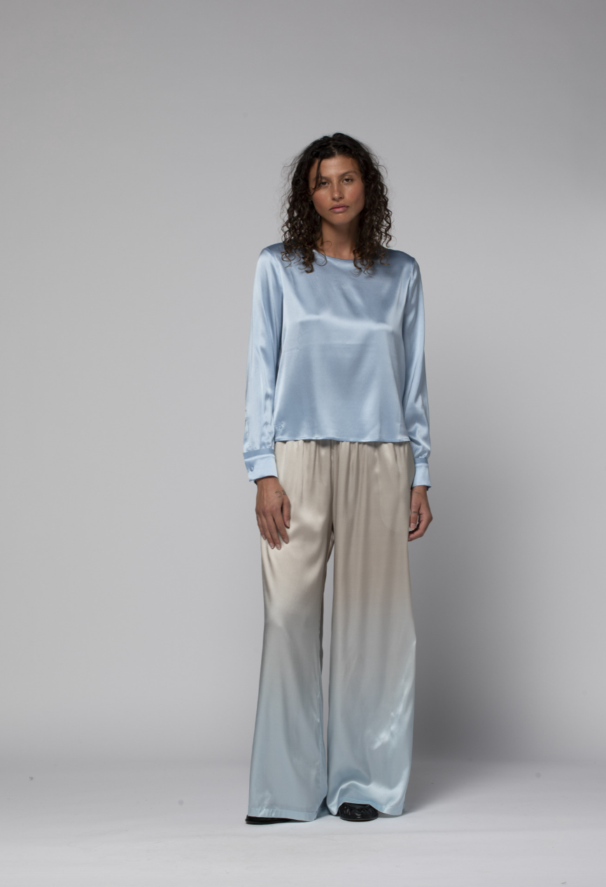 PANTALON LARGE EN SOIE STRETCH - MAX&MOI