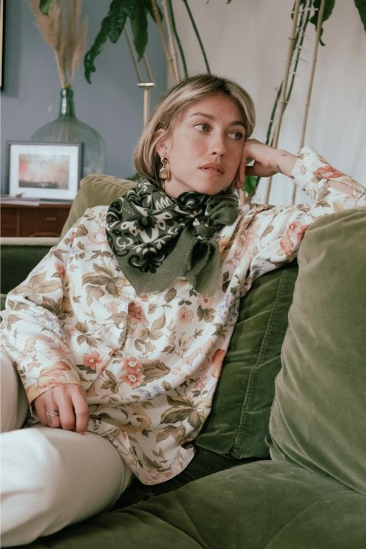 FOULARD KHAKI - MAISON LECOMTE FLAMENT