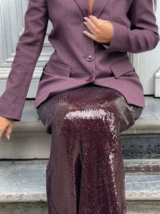 SKIRT PURPLE RED SEQUIN - PATRIZIA PEPE