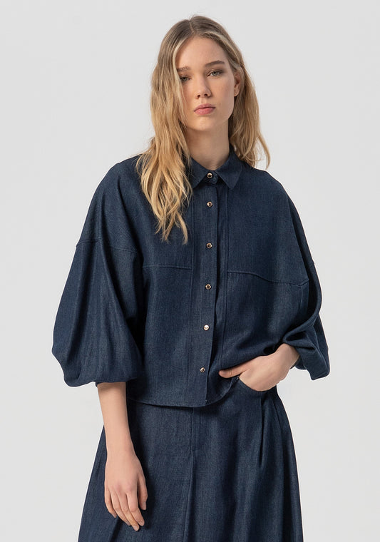 SHIRT OVER FIT MADE IN CHAMBRAY WITH RAW WASH - FRACOMINA
