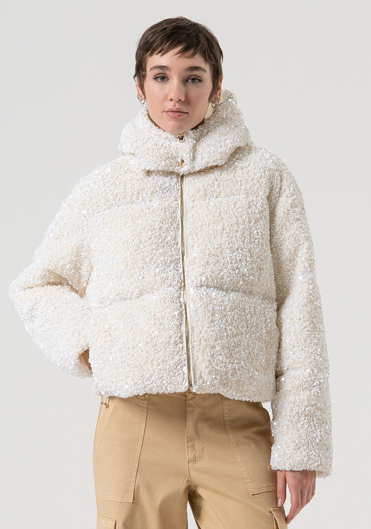 PADDED JACKET REGULAR FIT MADE IN SEQUINS FABRIC - FRACOMINA