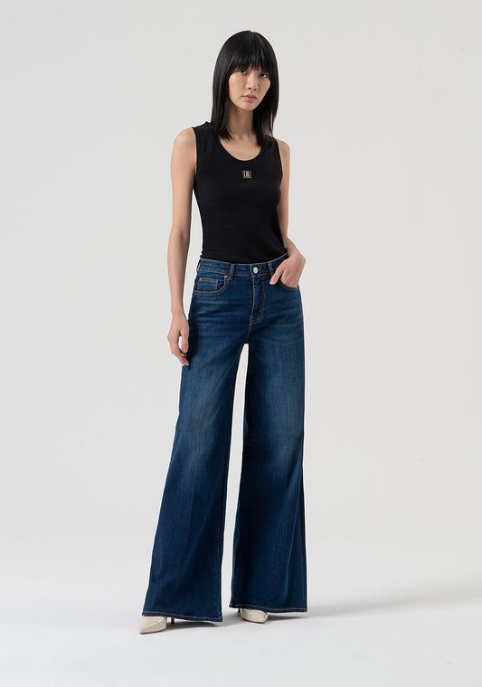 JEANS FLARE MADE IN DENIM WITH DARK WASH - FRACOMINA