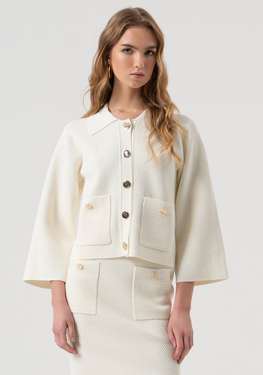 KNITTED JACKET REGULAR FIT WITH MOSS STITCH - FRACOMINA