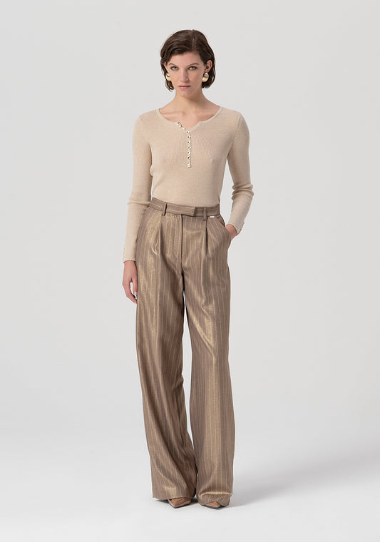 PALAZZO PANT FLARE MADE IN PINSTRIPED FABRIC - FRACOMINA