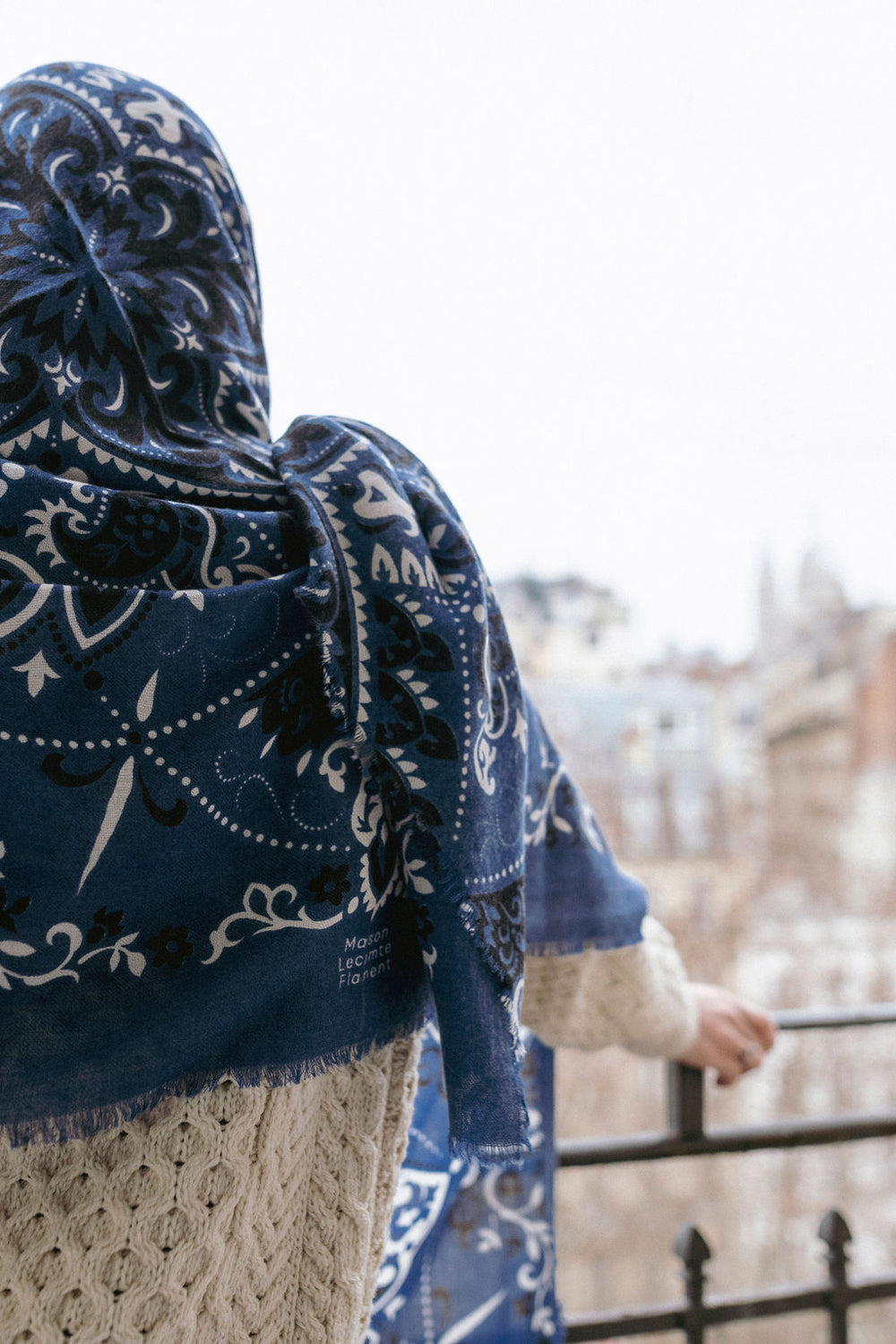 LARGE BANDANA NAVY - MAISON LECOMTE FLAMENT