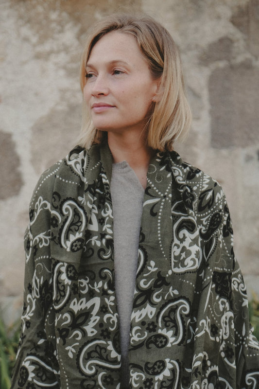LARGE BANDANA KHAKI - MAISON LECOMTE FLAMENT