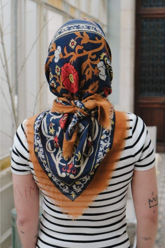 FOULARD MARIE ANTOINETTE NAVY - MAISON LECOMTE FLAMENT