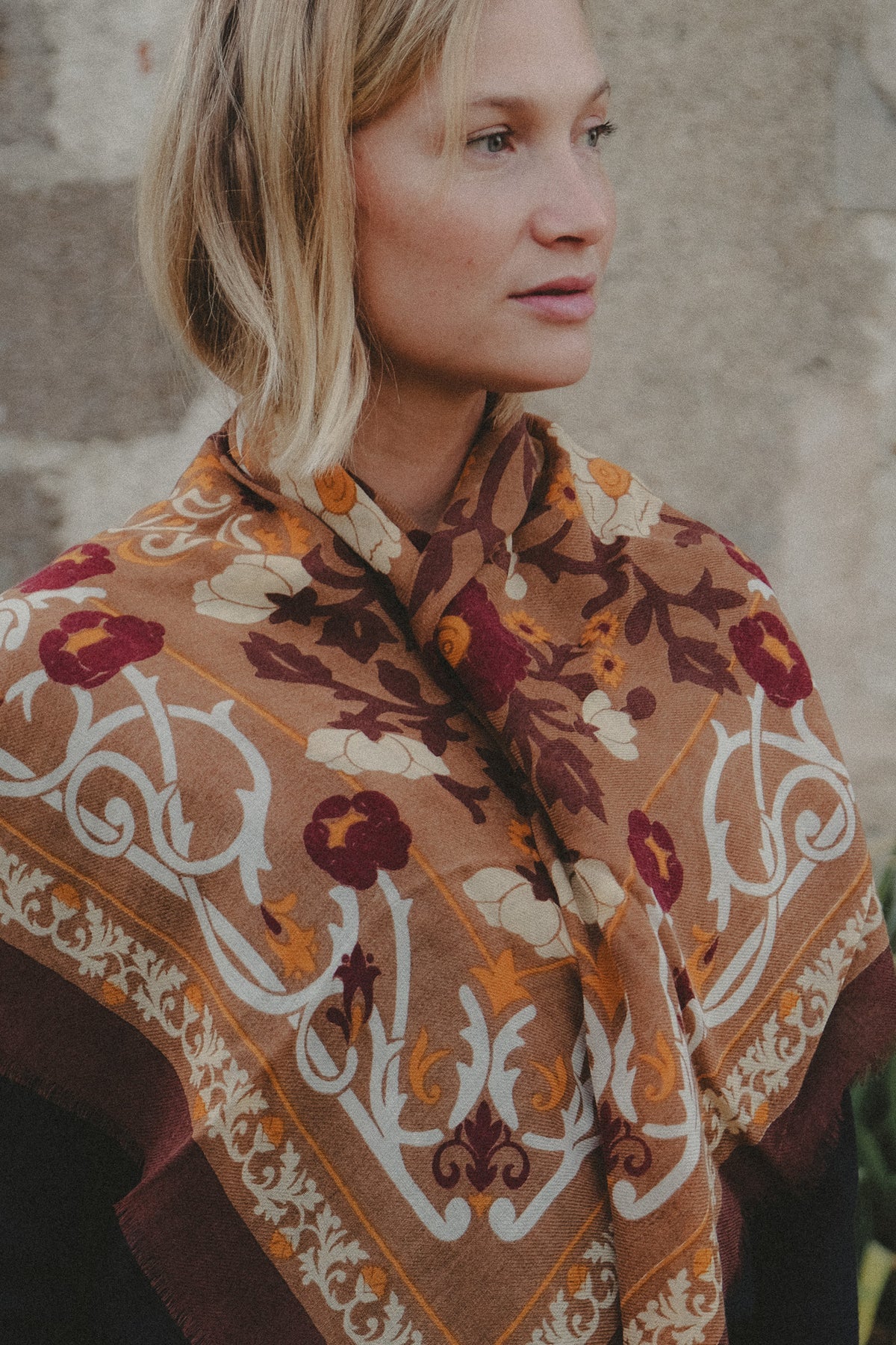 FOULARD MARIE ANTOINETTE CAMEL - MAISON LECOMTE FLAMENT