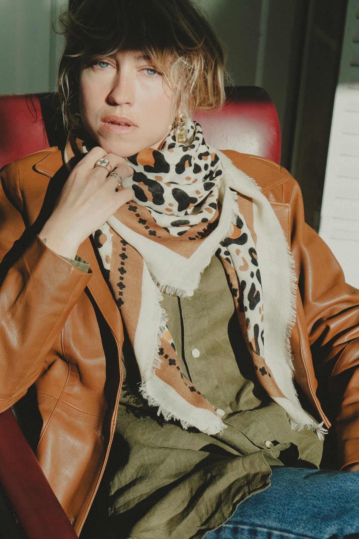 FOULARD LEO CAMEL - MAISON LECOMTE FLAMENT