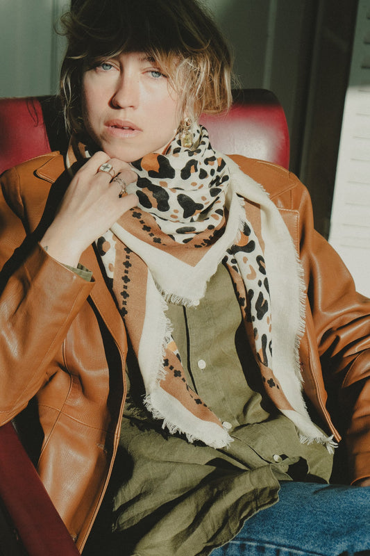 FOULARD LEO CAMEL - MAISON LECOMTE FLAMENT