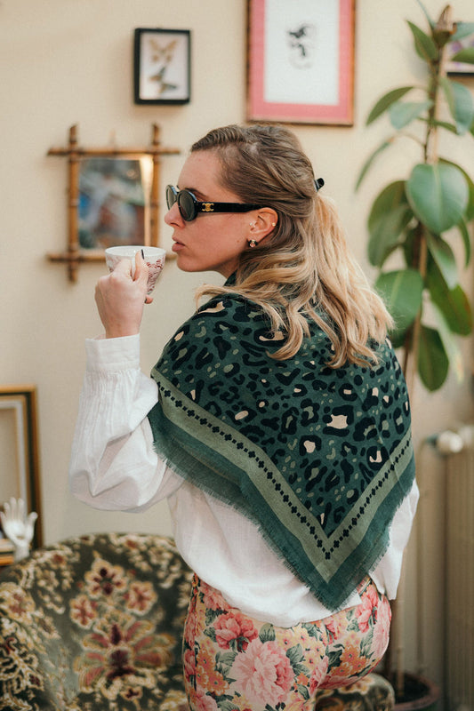 FOULARD LEO VERT - MAISON LECOMTE FLAMENT