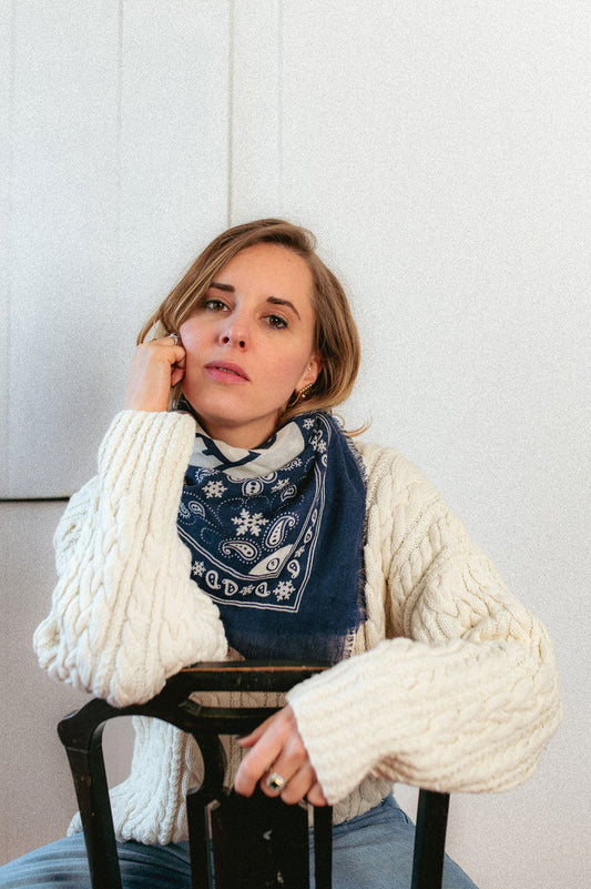 FOULARD FLOCON NAVY - MAISON LECOMTE FLAMENT