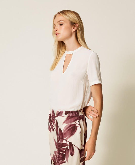 BLOUSE DÉTAIL COL BEIGE - TWINSET