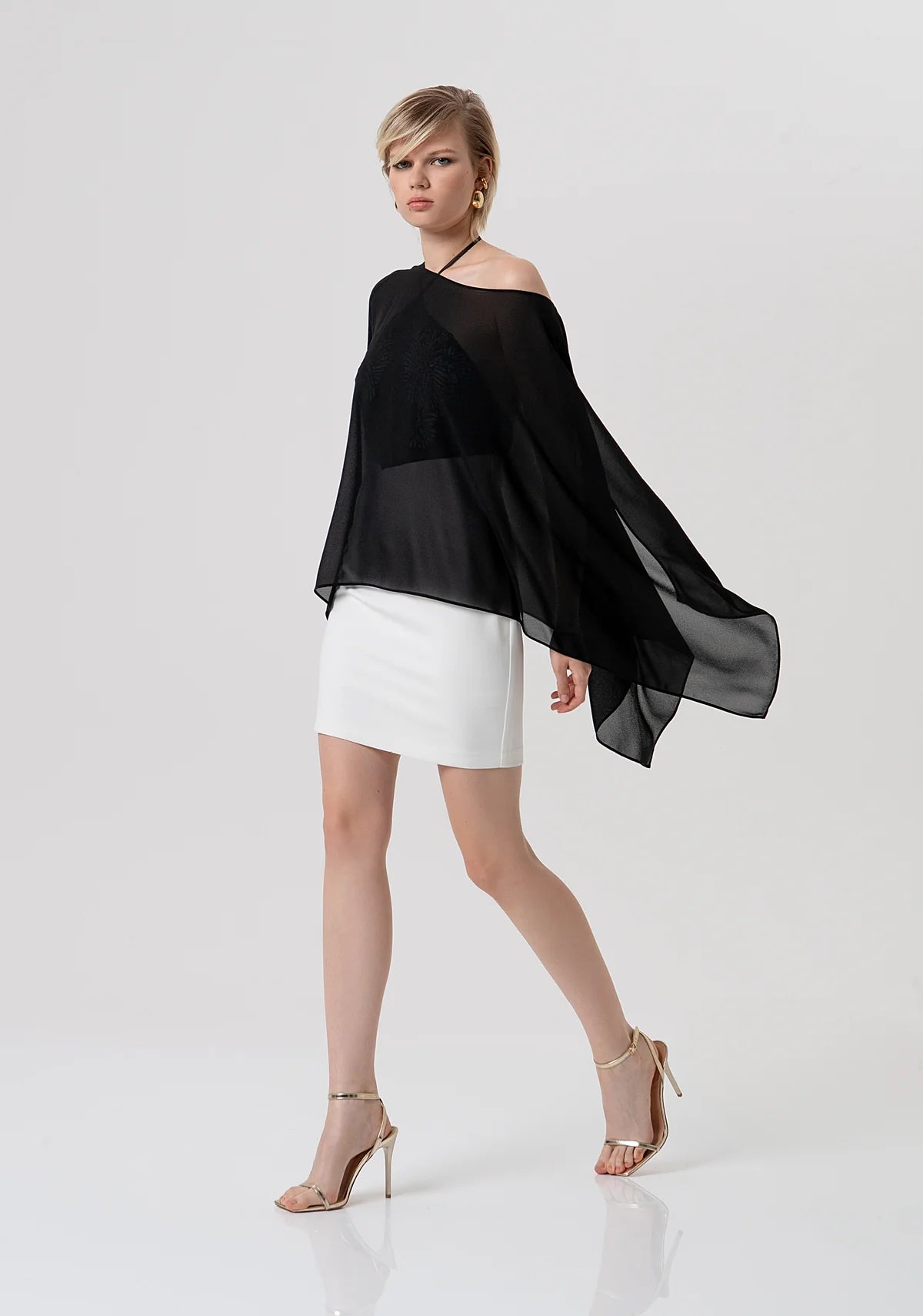 ÉTOLE EN GEORGETTE NOIR - FRACOMINA