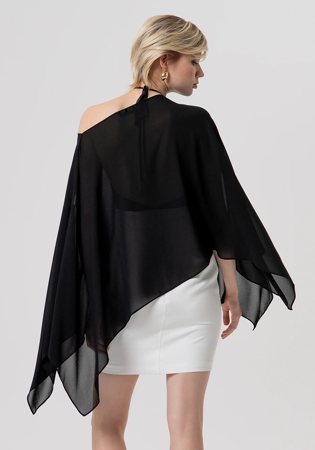 ÉTOLE EN GEORGETTE NOIR - FRACOMINA