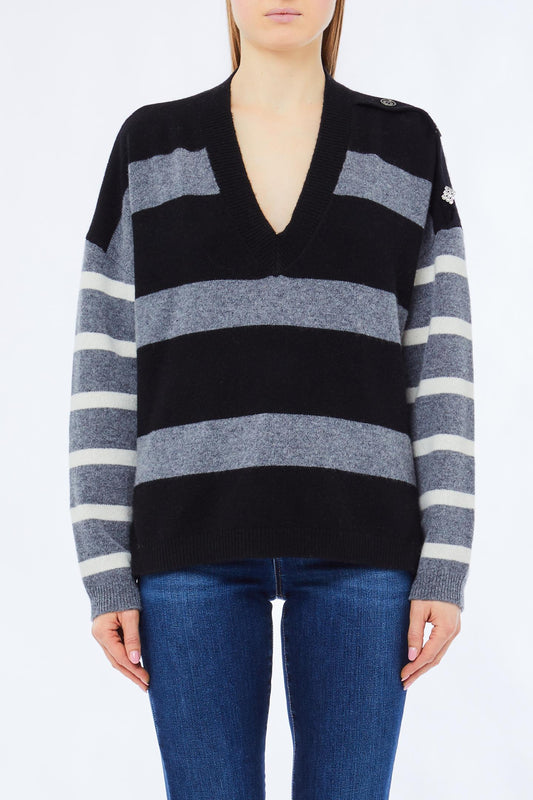 STRIPED SOFT MIXED SWEATER - LIU JO