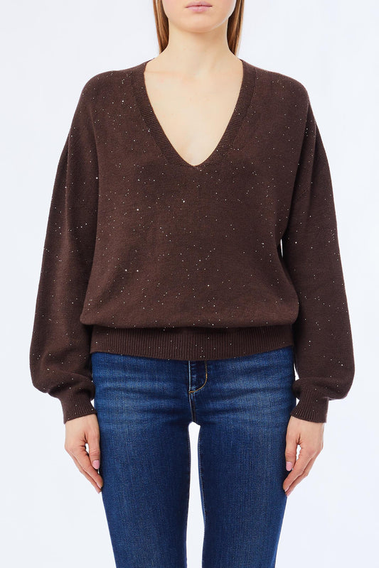 GARMENT DYE PAILLETTES SWEATER - LIU JO