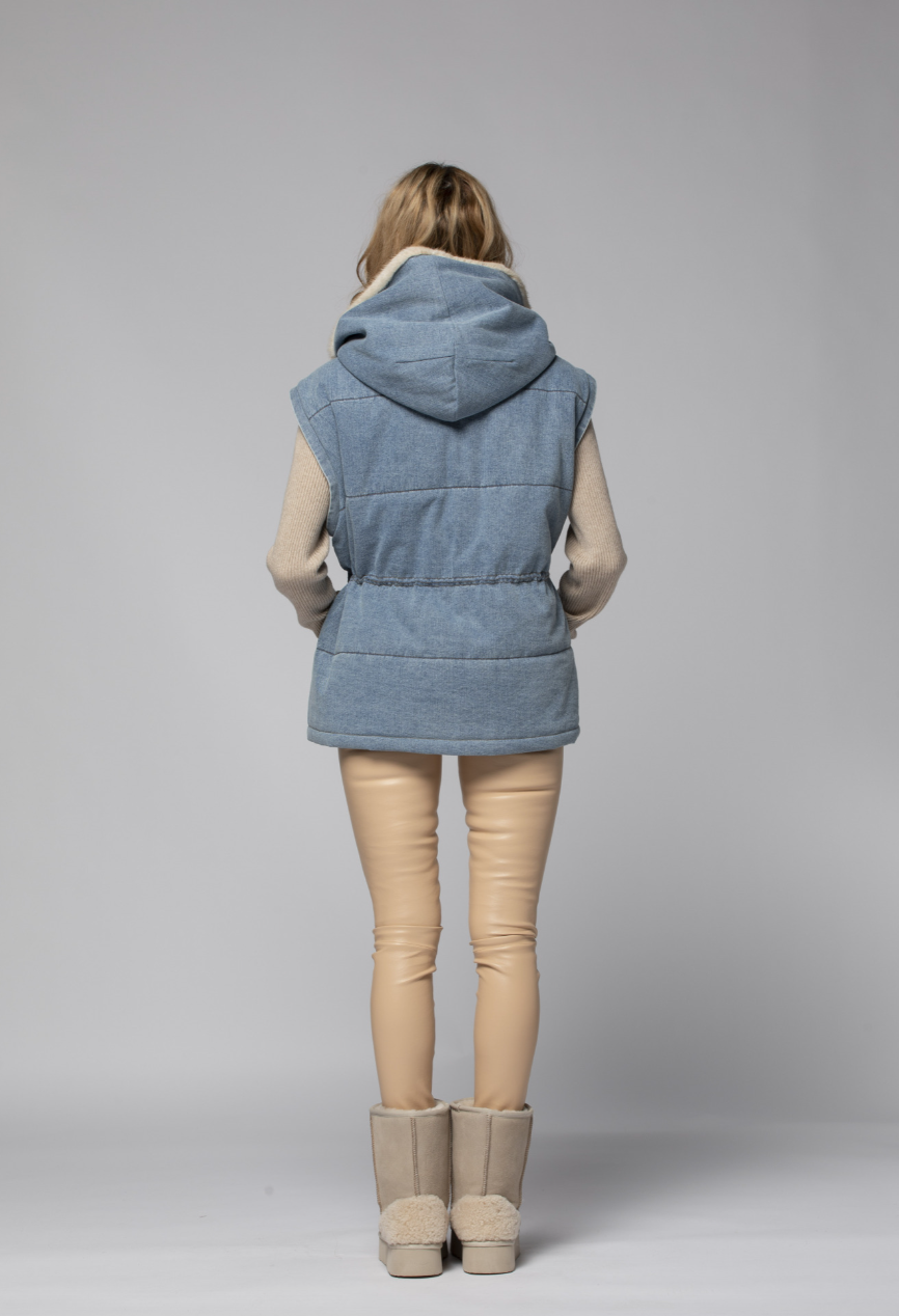 DOUDOUNE DENIM ET FAKE MINK - MAX&MOI