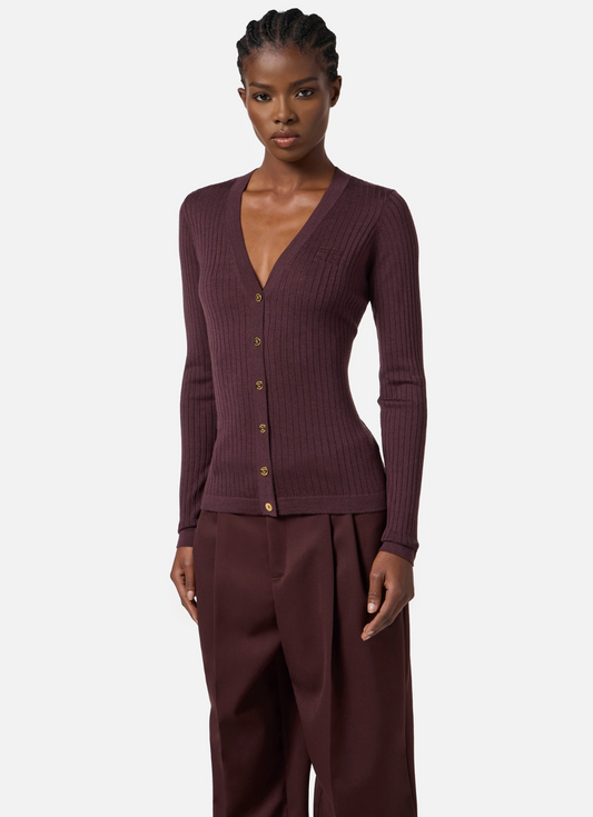 CARDIGAN IN MISTO CACHEMIRE A COSTE - ELISABETTA FRANCHI