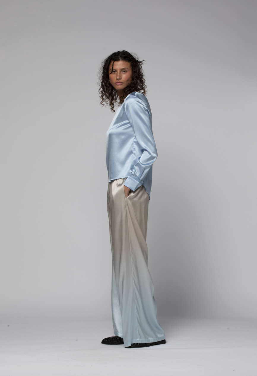 PANTALON LARGE EN SOIE STRETCH - MAX&MOI