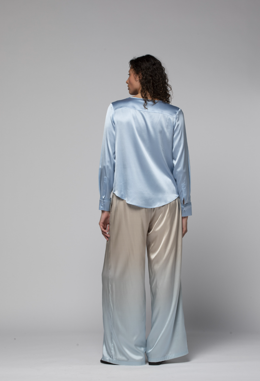 PANTALON LARGE EN SOIE STRETCH - MAX&MOI